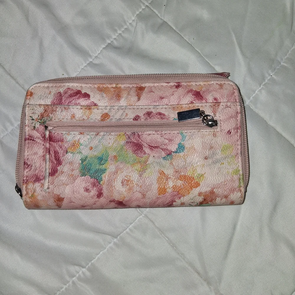 Pink Floral Fold-Over Wallet Clutch
